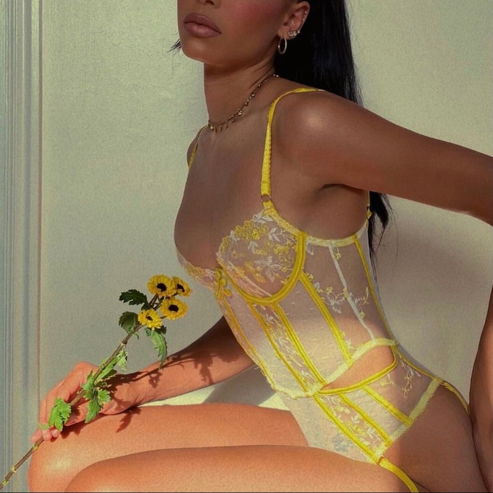Yellow lingerie one piece